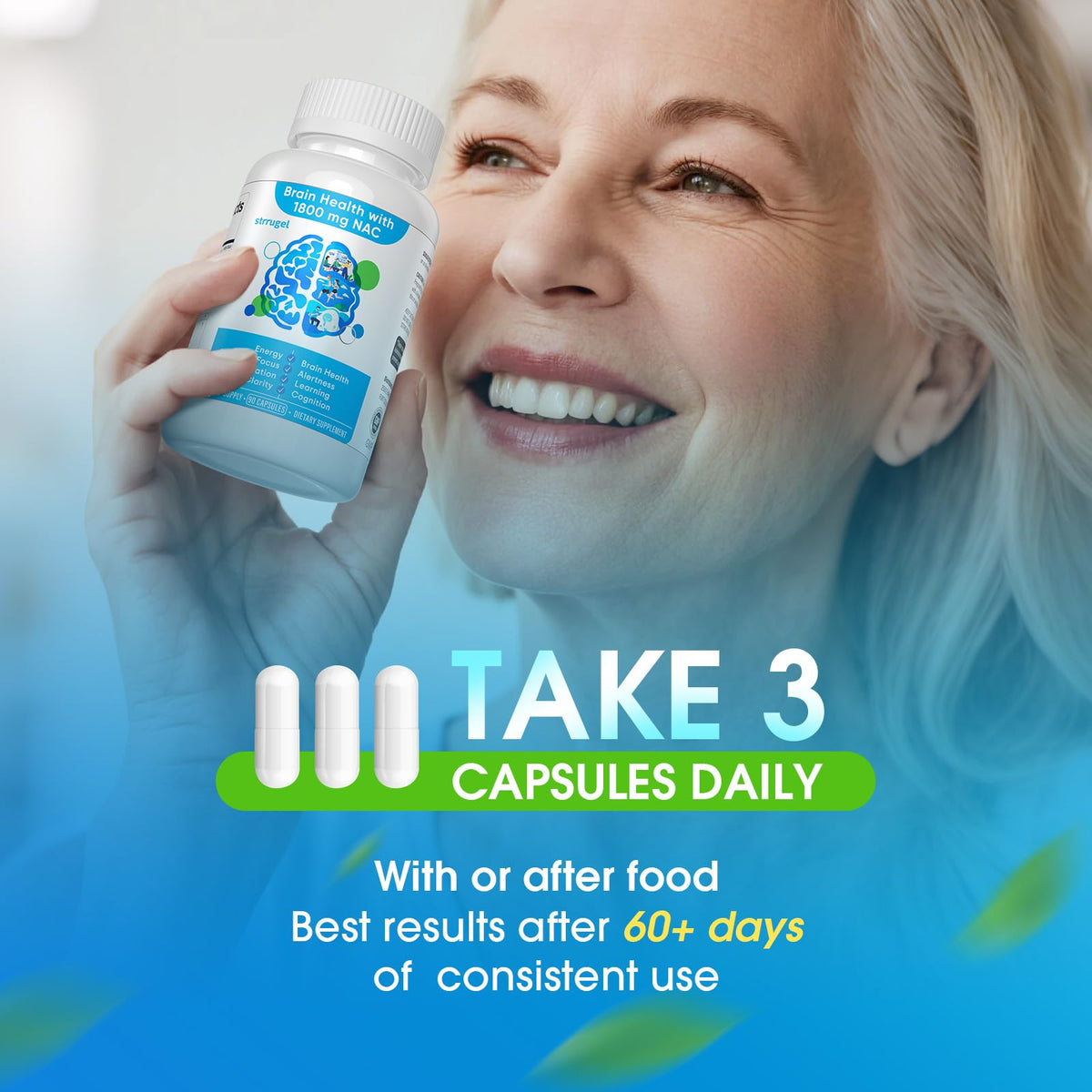 Complément strrugel NAC 1800mg capsules ouvertes
