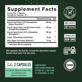 Complément Sulforaphane 50MG SMNutrition, flacon ouvert avec capsules