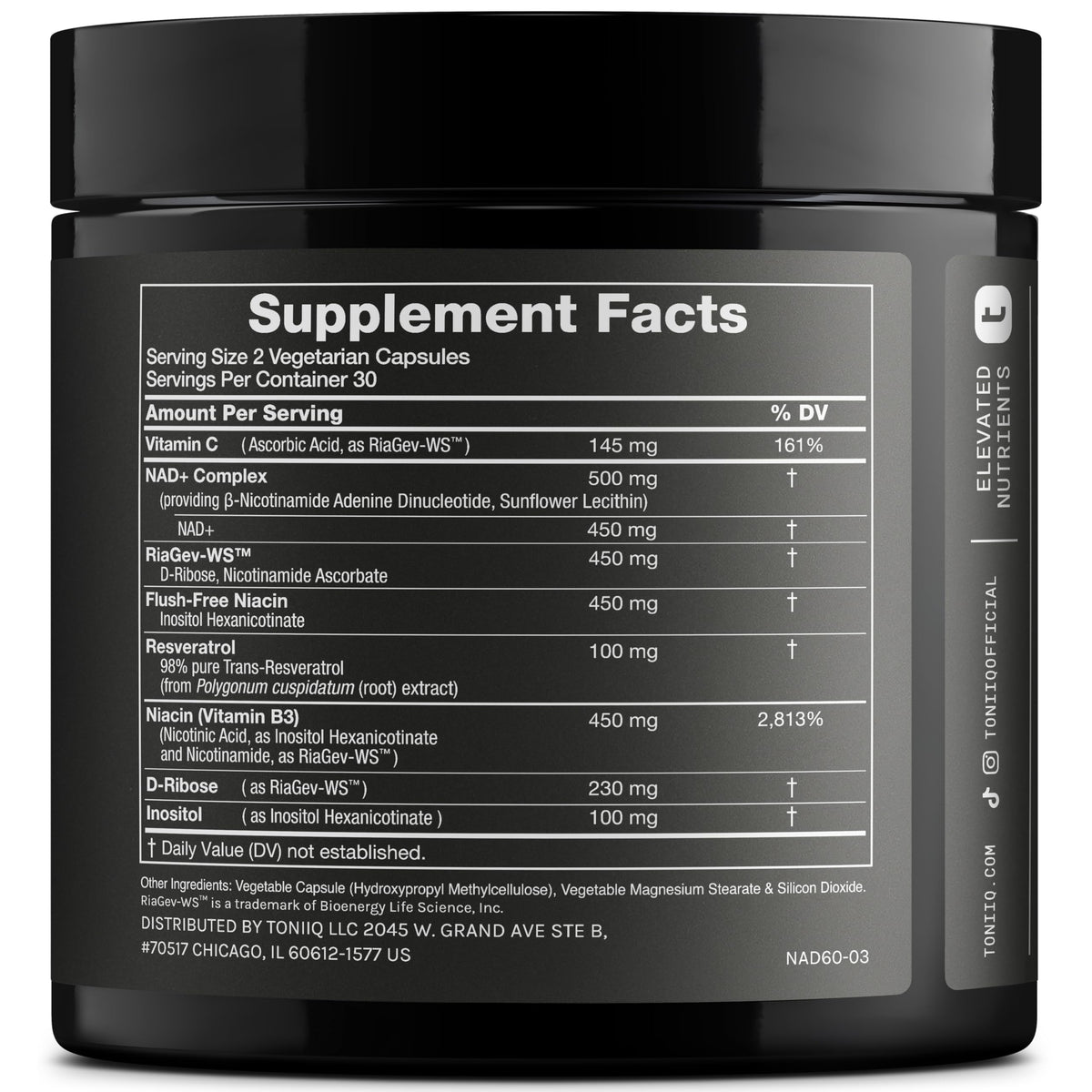 Complément Toniiq NAD+ Liposomal 1500mg dans un cadre de vie actif