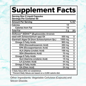 Complément Vegan Omega 3, affichage des ingrédients
