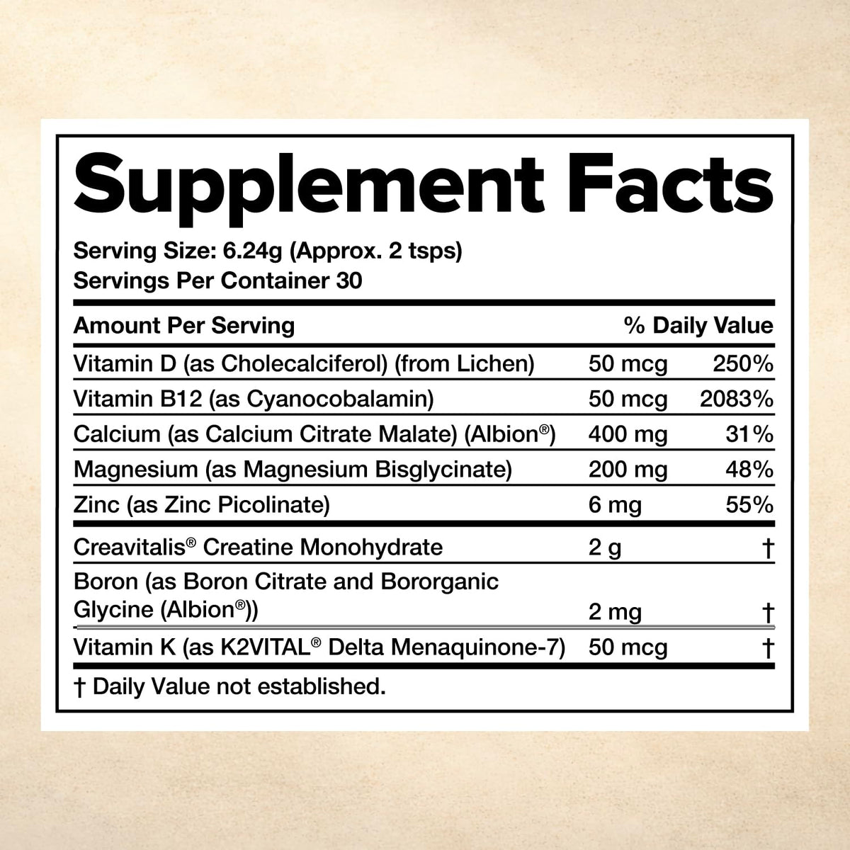 Complément Vitalité Osseuse, vue de côté du sachet