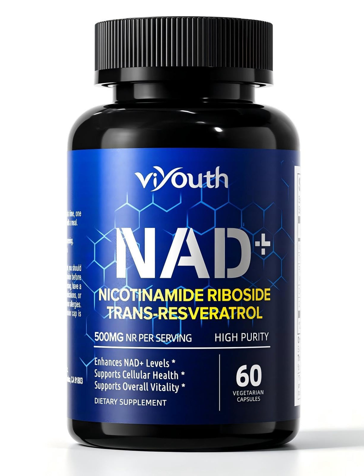 Complément VIYOUTH NAD+ 500mg avec Resvératrol 100mg - vue avant