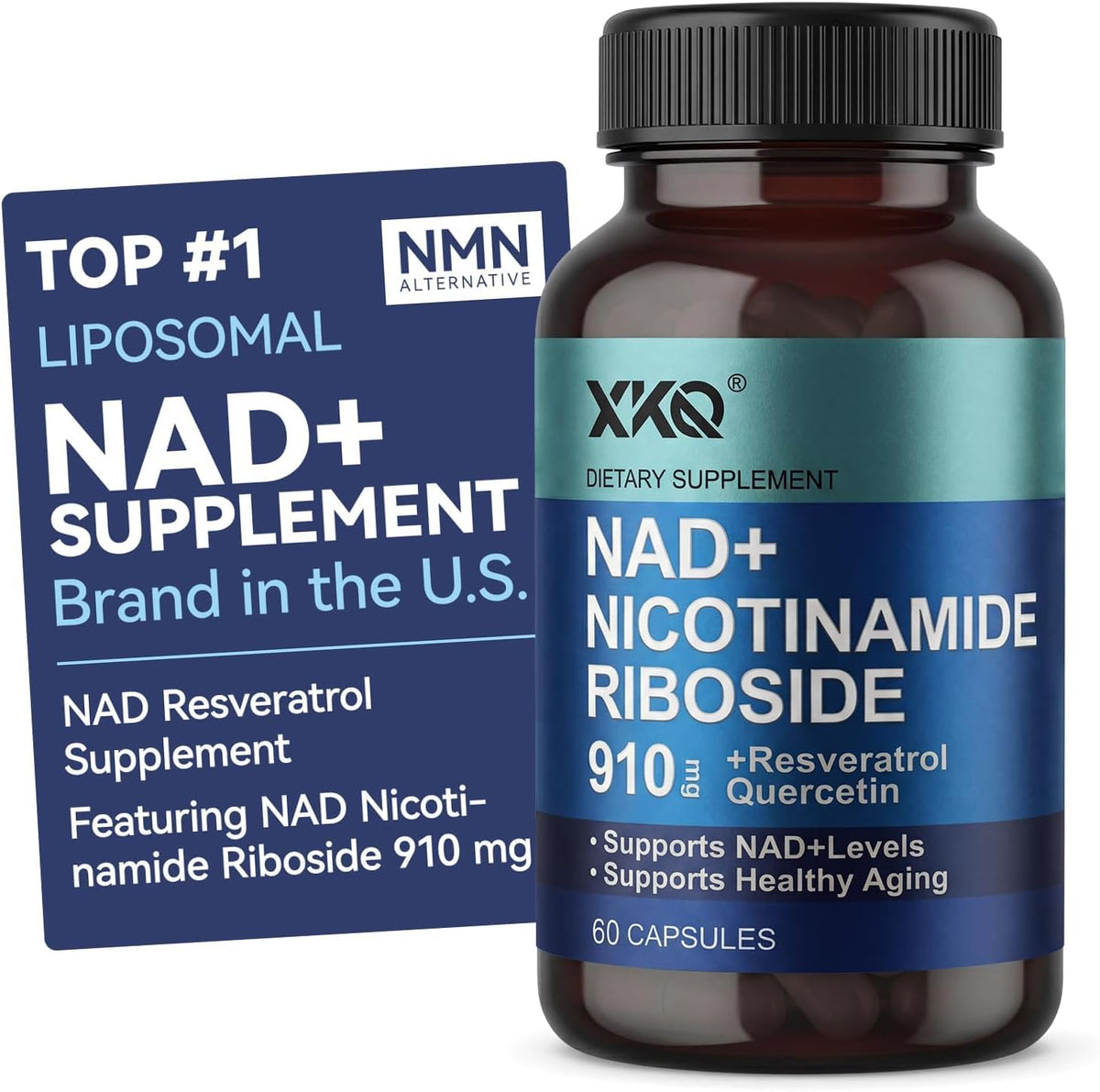 Complément XKQ NAD+ 520 mg vue avant avec 60 capsules