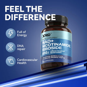 Complément XKQ NAD+ 910mg avec Resvératrol, présentation en lifestyle