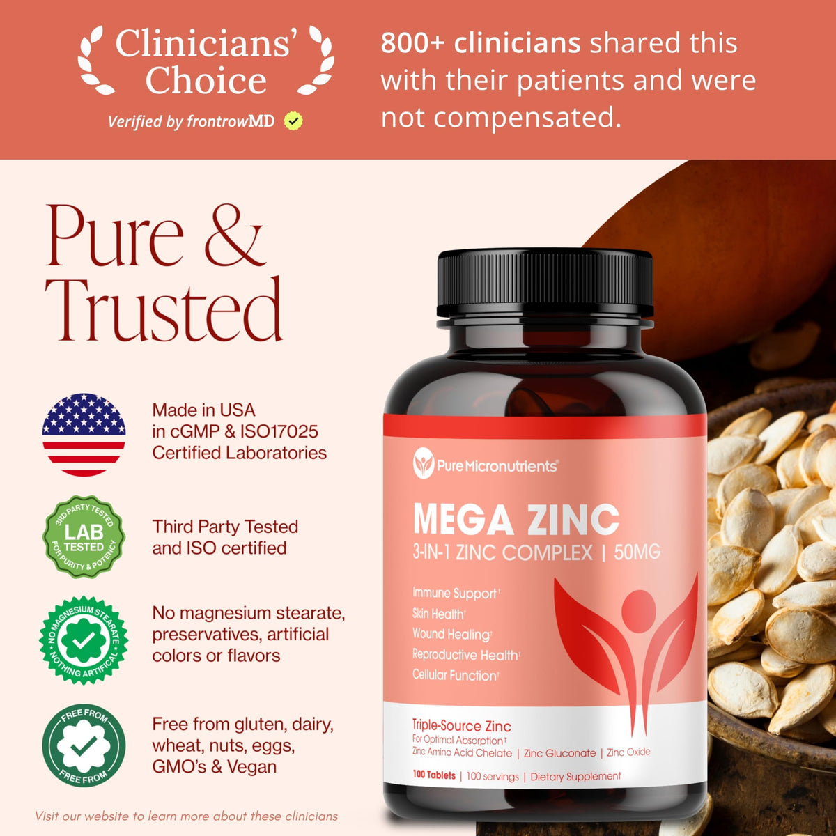 Complément Zinc 50mg Pure Micronutrients avec des accessoires de santé