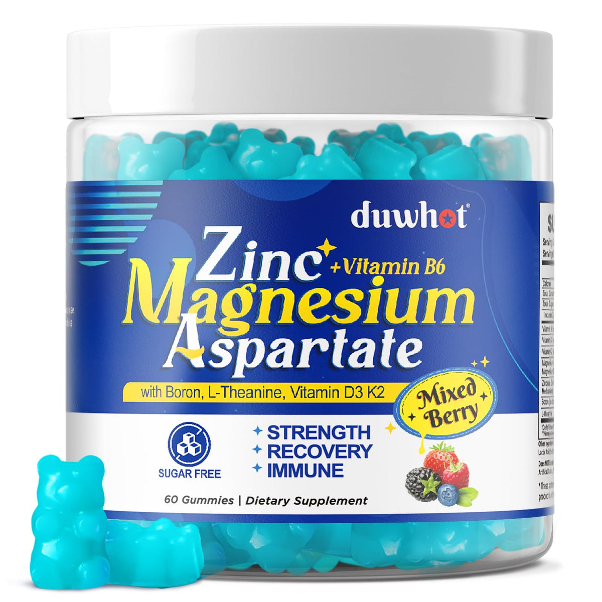 Complément Zinc Magnésium duwhot 60 gommes, vue de face