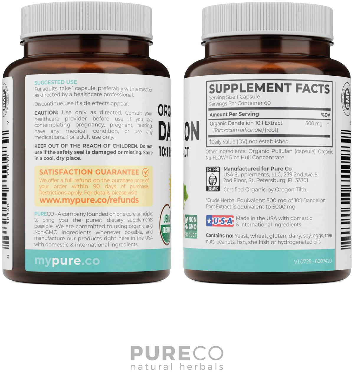 Compléments alimentaires BIO PURE CO avec racine de pissenlit