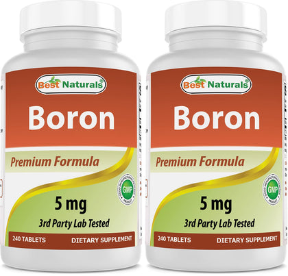 Compléments Alimentaires Boron 5 mg de Best Naturals, flacon de 240 tablettes