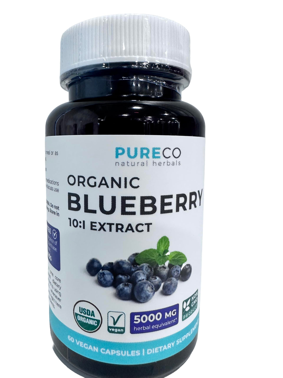 Compléments alimentaires d'extrait de myrtille bio PURE CO avec fruits