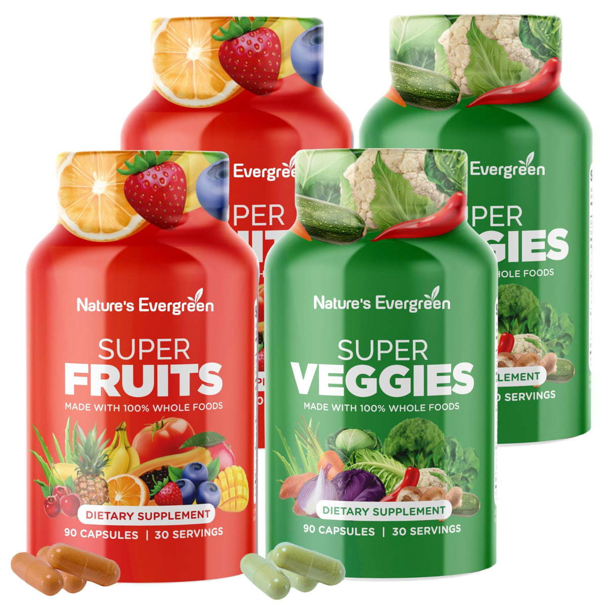 Compléments Alimentaires Fruits et Légumes Nature's Evergreen - vue avant de l'emballage