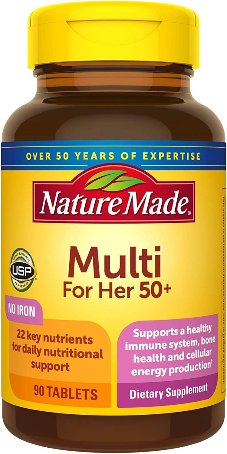 Compléments alimentaires Nature Made Multi pour Femme 50+, vue de côté