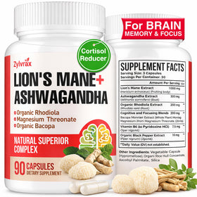 Compléments Ashwagandha et Lions Mane Zylvrax 90 capsules vue avant