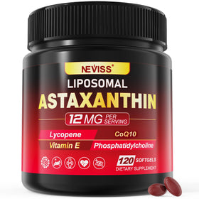 Compléments Astaxanthine NEVISS 12mg gélules sur fond blanc