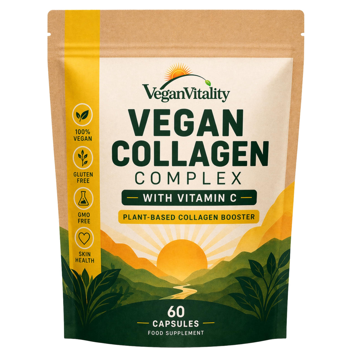 Compléments de collagène végétal Vegan Vitality 41g, packaging avant