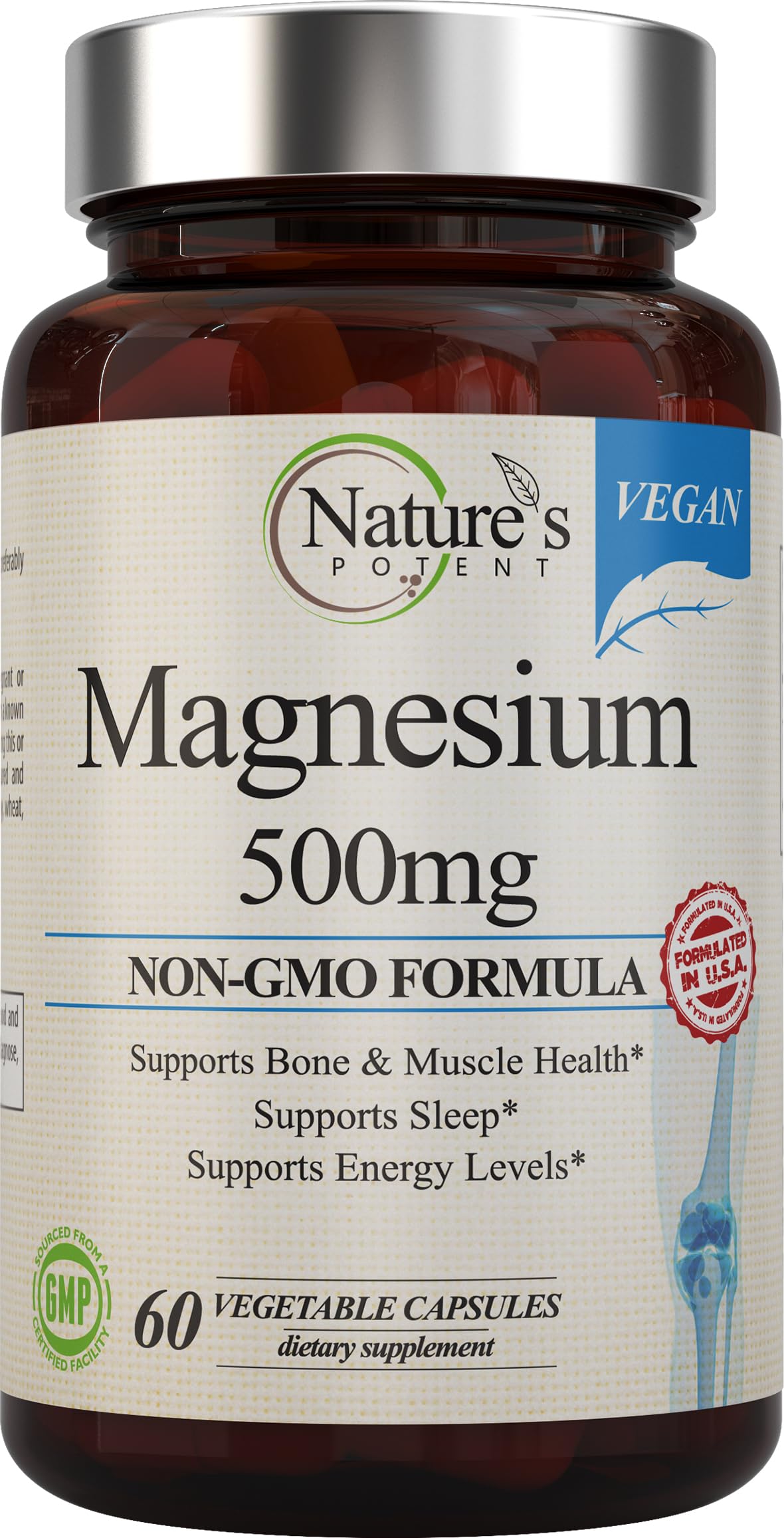 Compléments de magnésium Nature's Potent 500 mg - vue avant