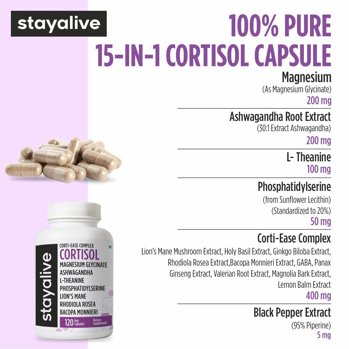 Compléments STAYALIVE 15-en-1 avec ingrédients naturels