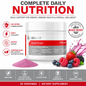 Complete Nutrition Reclaim Multi Pure emballage avec informations nutritionnelles