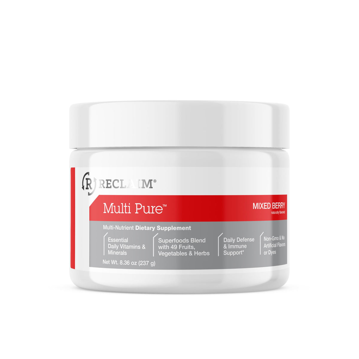 Complete Nutrition Reclaim Multi Pure poudre de fruits mélangés en contexte de vie quotidienne