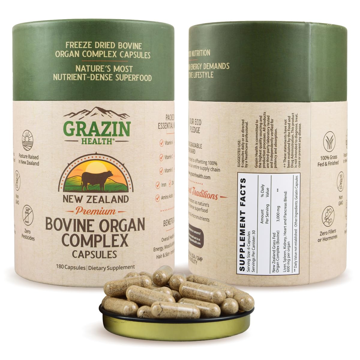 Complexe d'Organes Bovin GRAZIN HEALTH 3000mg - emballage avant