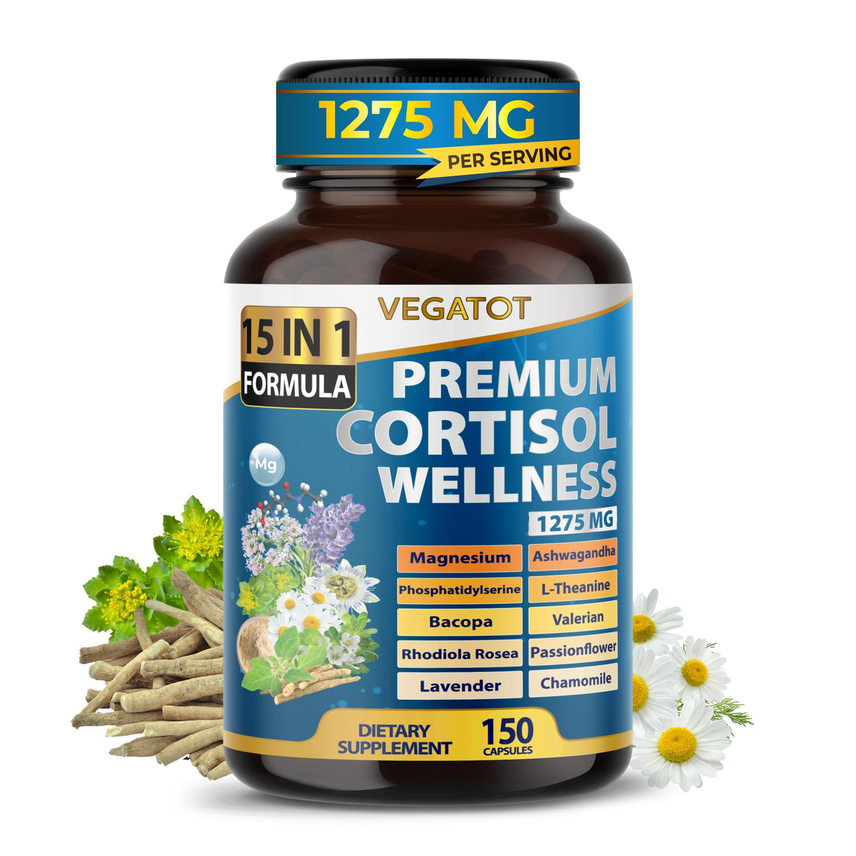 Complexe de Bien-Être Cortisol VEGATOT 150 capsules face