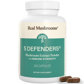 Complexe de champignons bio Real Mushrooms, vue avant, contenant 200 capsules