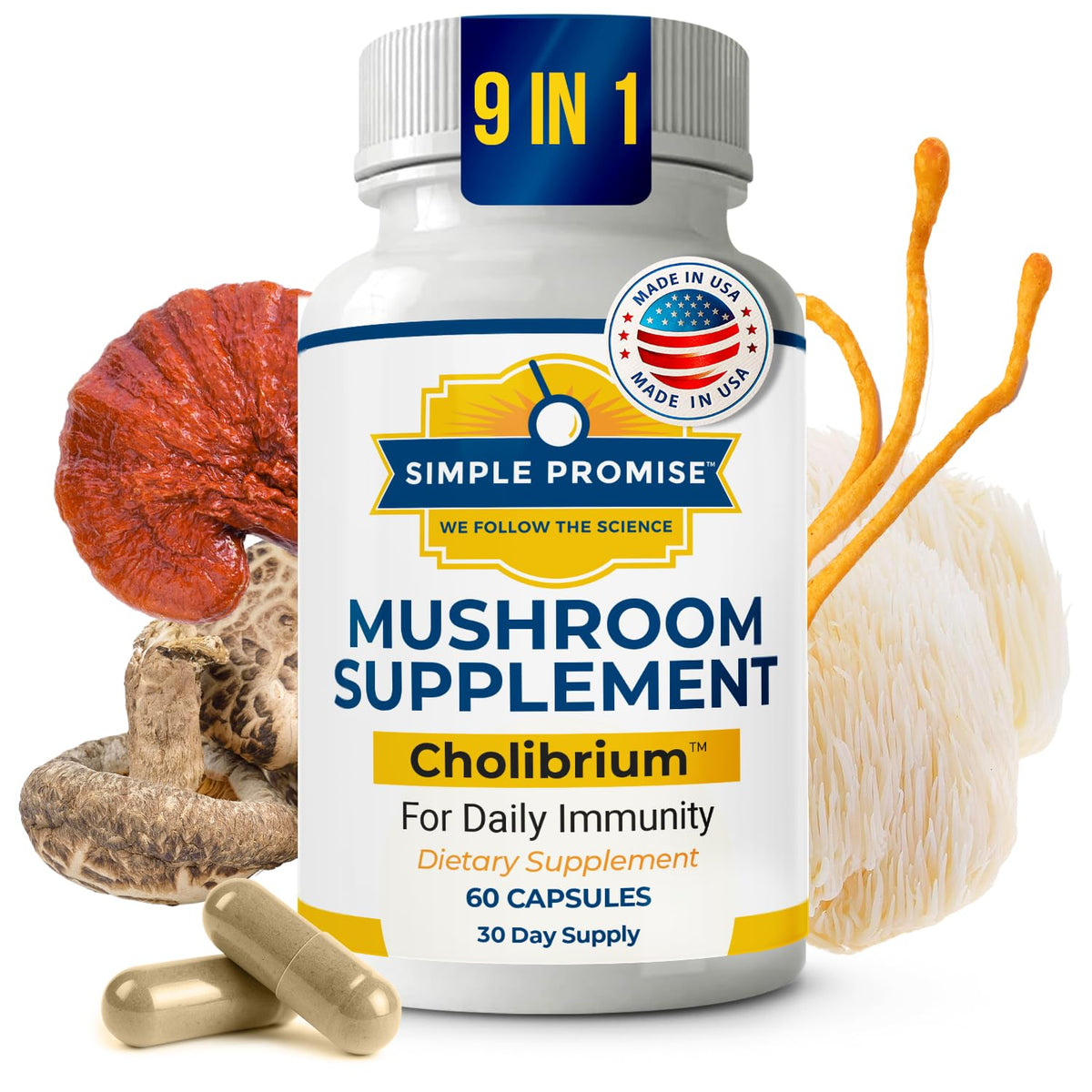Complexe de champignons Cholibrium 9-en-1 1330 mg, vue avant