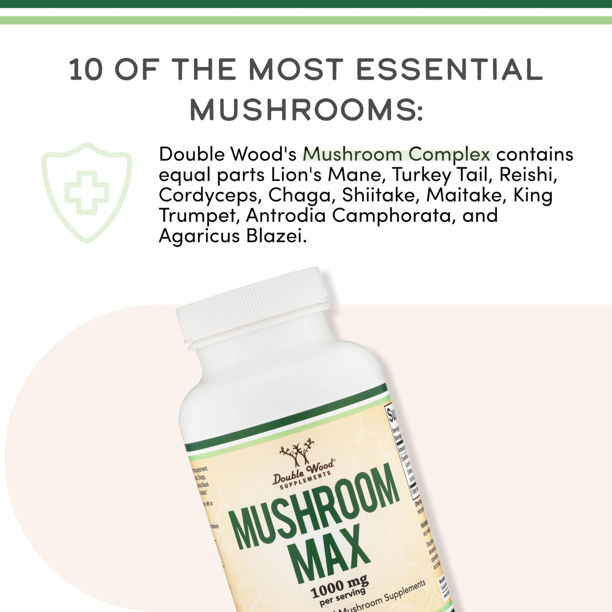 Complexe de Champignons Double Wood 120 capsules avec étiquette