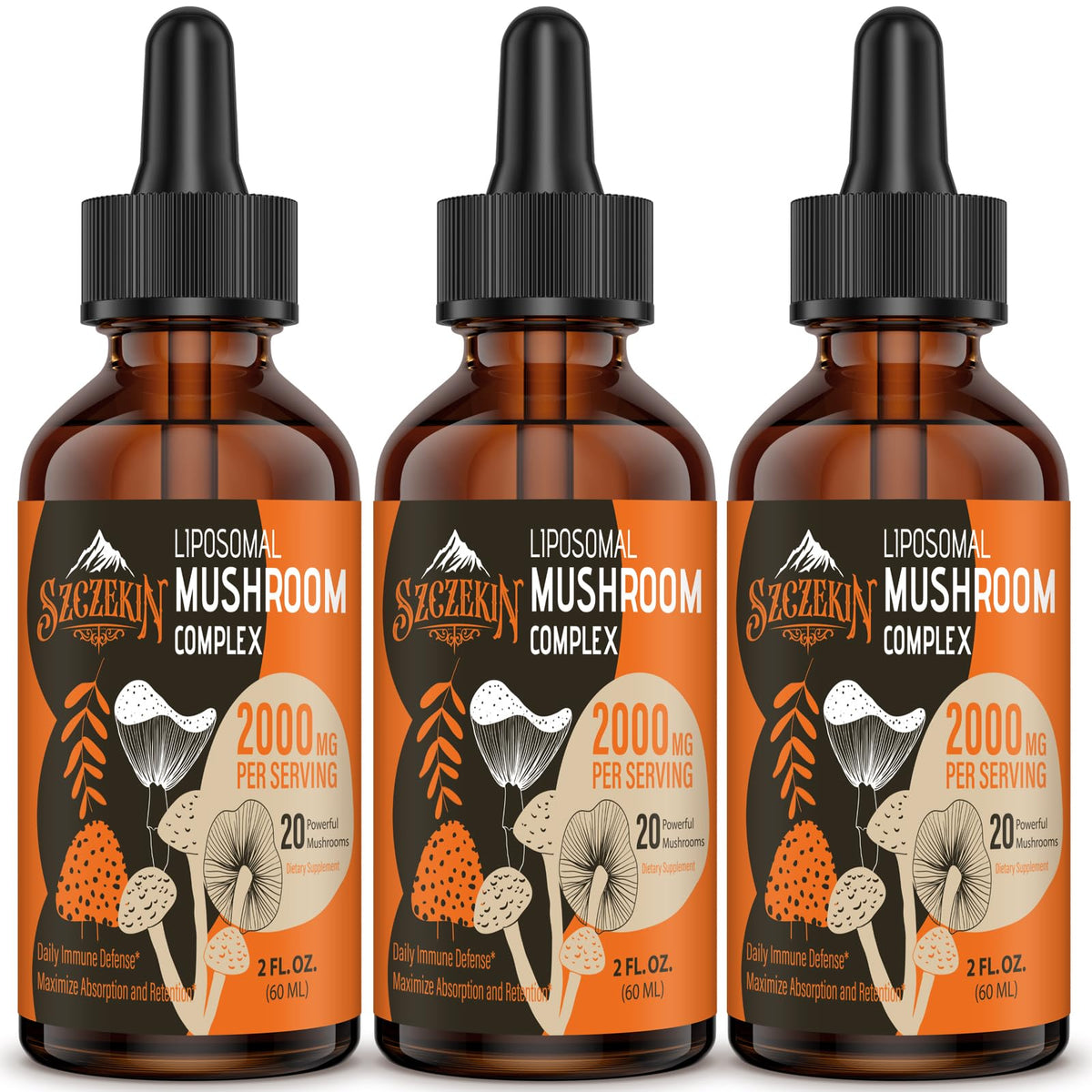 Complexe de Champignons Liposomaux SZCZEKIN 2000 mg 6 Fl Oz, vue avant