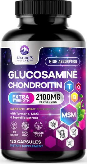 Complexe de Glucosamine Chondroïtine Nature's Peak 2100mg côté de la bouteille