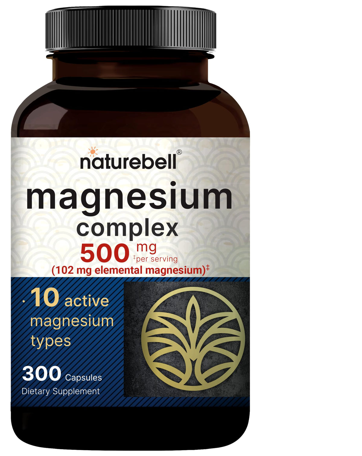 Complexe de Magnésium 10-en-1 NatureBell 300 capsules vue avant