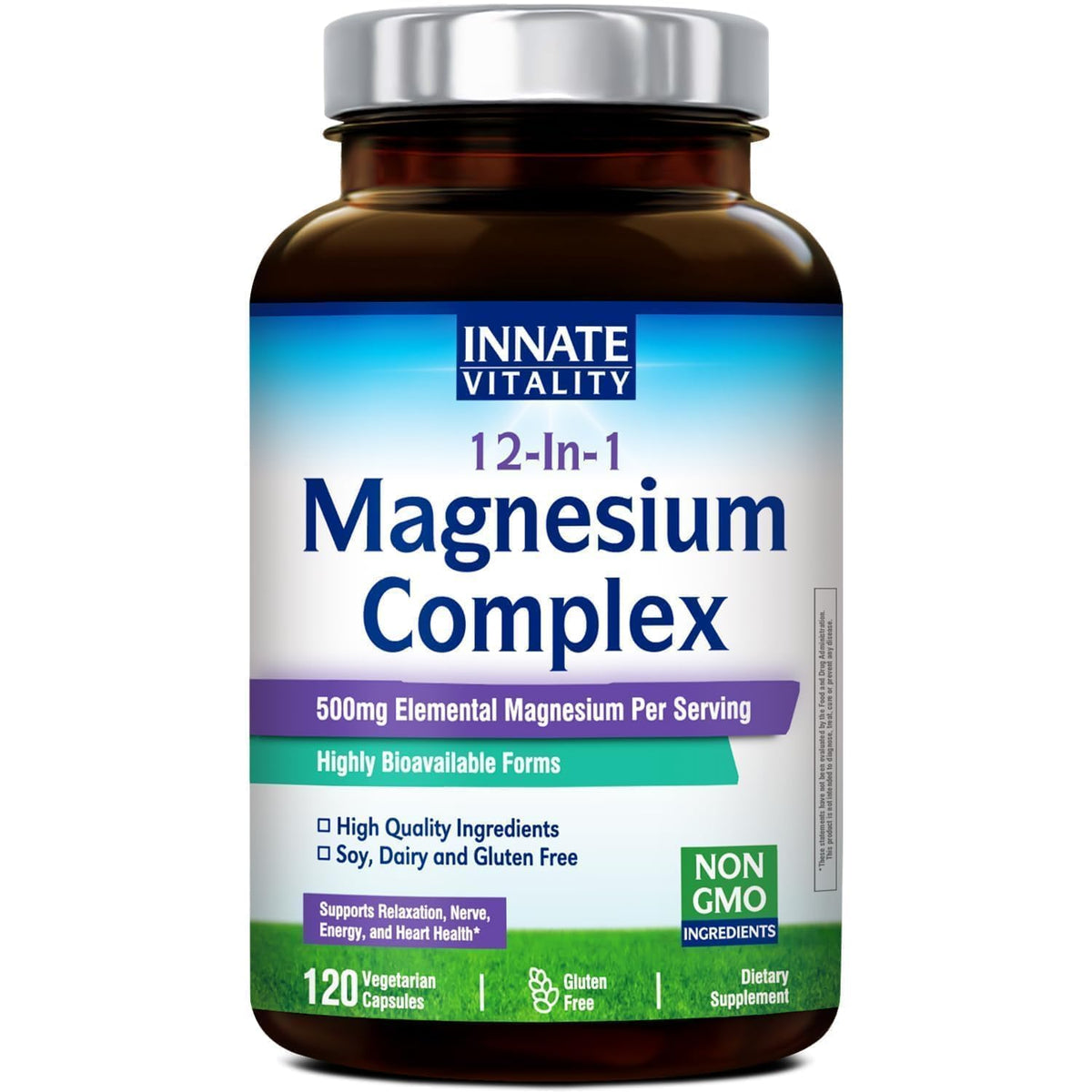 Complexe de Magnésium 12 en 1 Innate Vitality 500 mg 120 gélules végétales