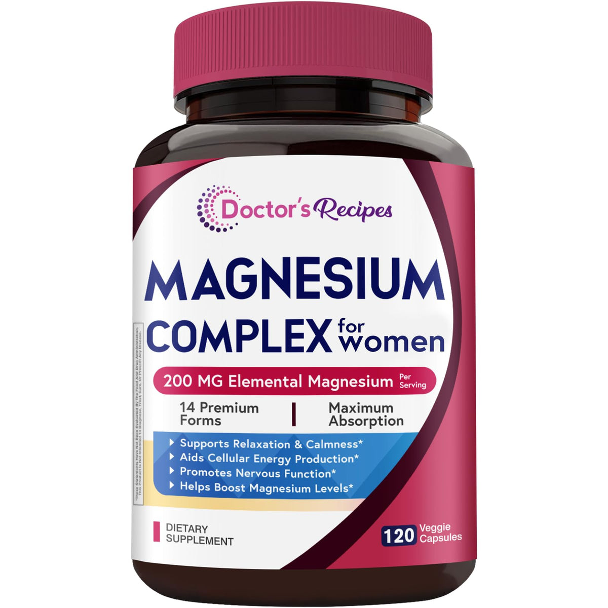 Complexe de Magnésium 14-en-1 Doctor's Recipes, 200 mg, vue de face