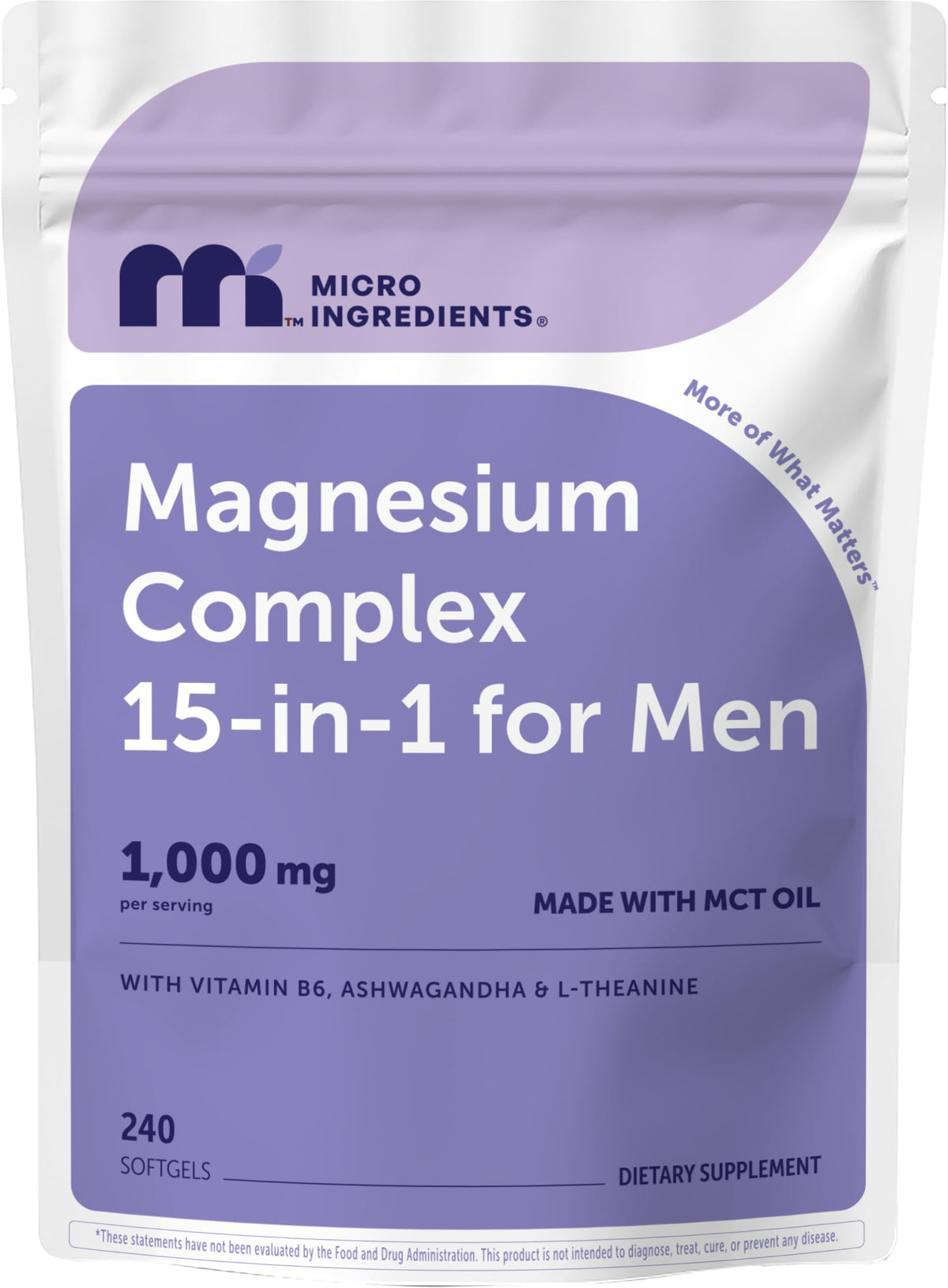 Complexe de Magnésium 15-en-1 Micro Ingredients 240 gélules devant l'emballage