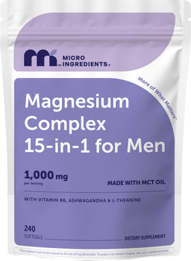 Complexe de Magnésium 15-en-1 Micro Ingredients 240 gélules devant l'emballage