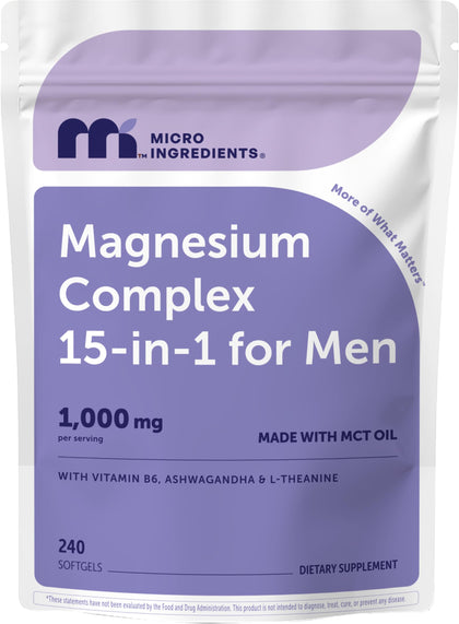 Complexe de Magnésium 15-en-1 Micro Ingredients 240 gélules devant l'emballage
