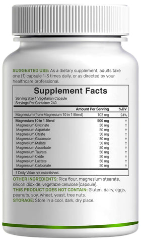 Complexe de Magnésium 500mg DEAL SUPPLEMENT avec un verre d'eau