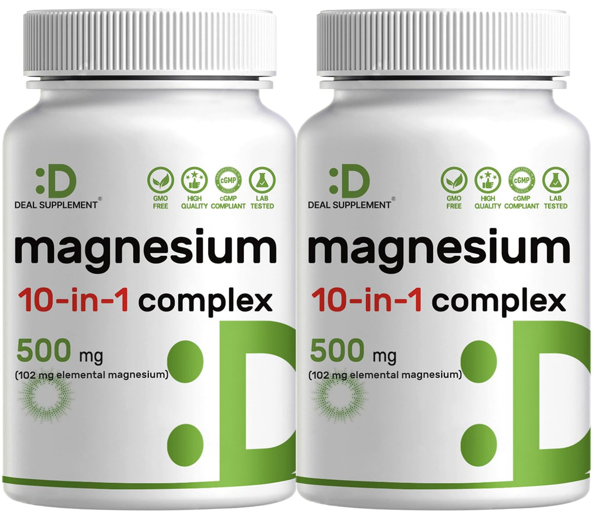 Complexe de Magnésium 500mg DEAL SUPPLEMENT vue de face avec capsules végétales