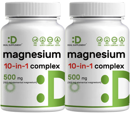 Complexe de Magnésium 500mg DEAL SUPPLEMENT vue de face avec capsules végétales