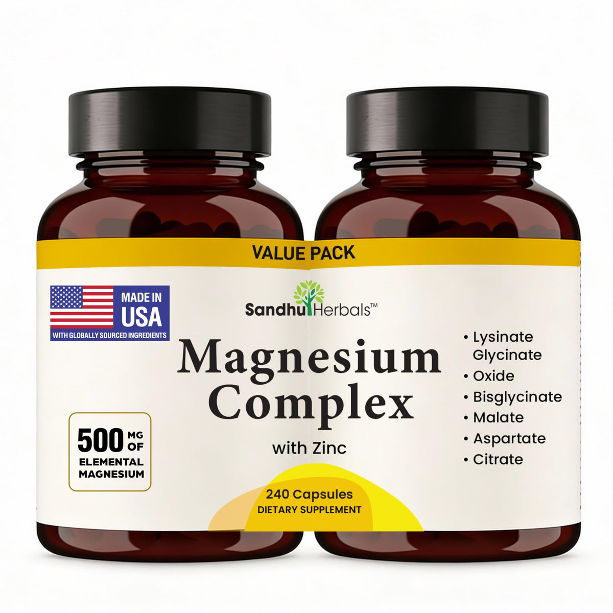Complexe de Magnésium 6-en-1 SANDHUHERBALS 240 Ct avant