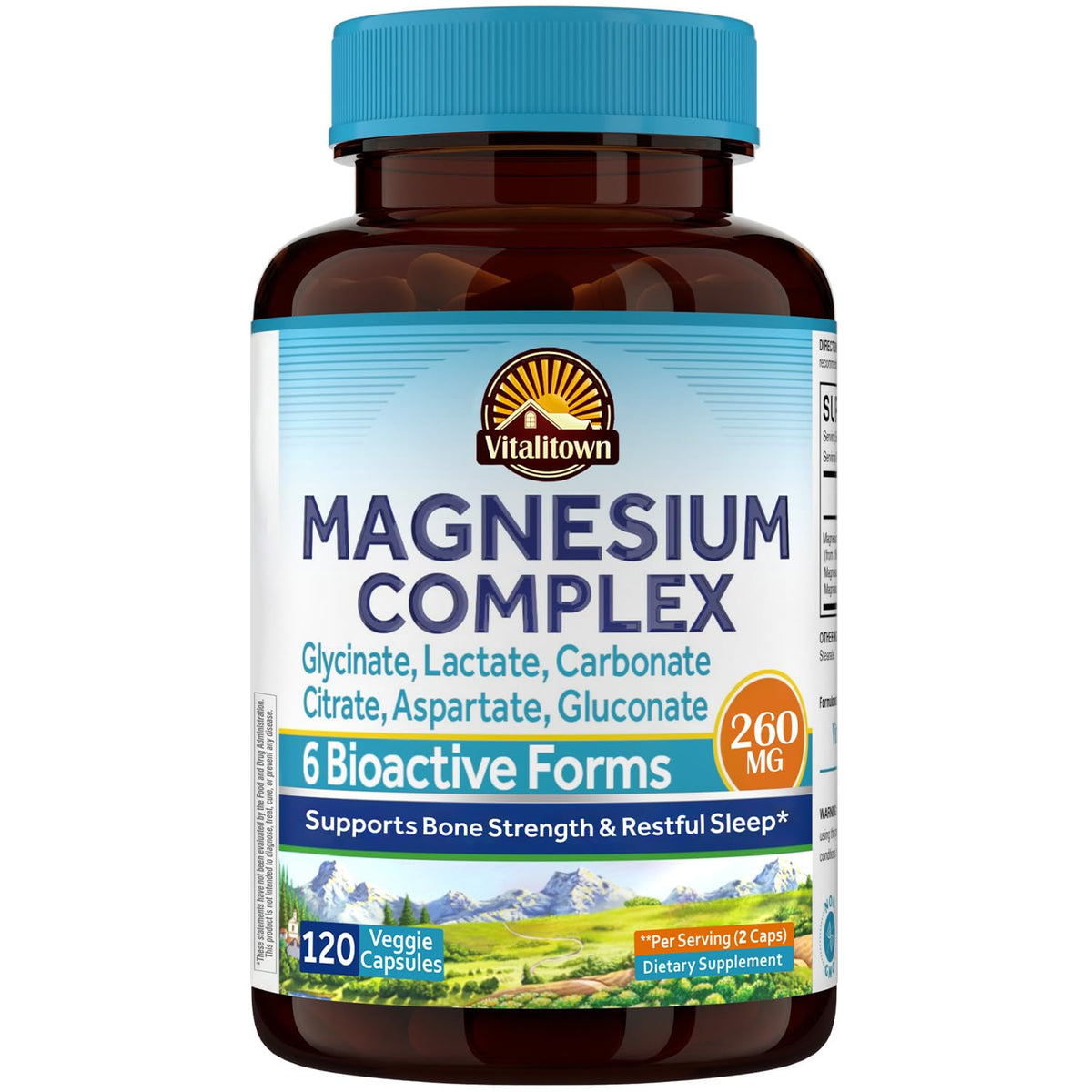 Complexe de Magnésium 6-en-1 Vitalitown 120 gélules végétales