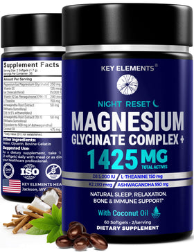 Complexe de Magnésium Glycinate 1425mg KEY ELEMENTS en gélules