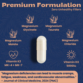 Complexe de magnésium Local Nutrition avec vitamine D3 et K2, vue de côté