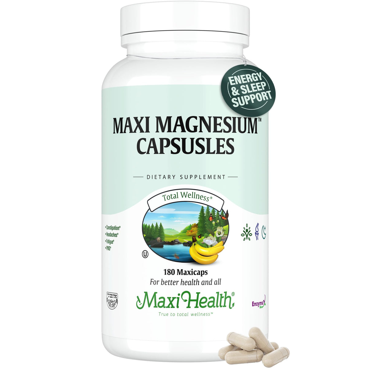 Complexe de Magnésium Maxi Health 180 capsules vue de face