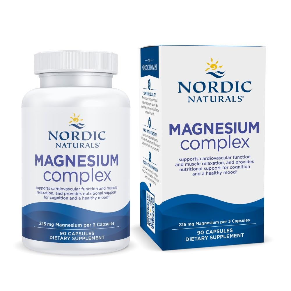 Complexe de Magnésium Nordic Naturals 225 mg, 90 capsules, vue de face