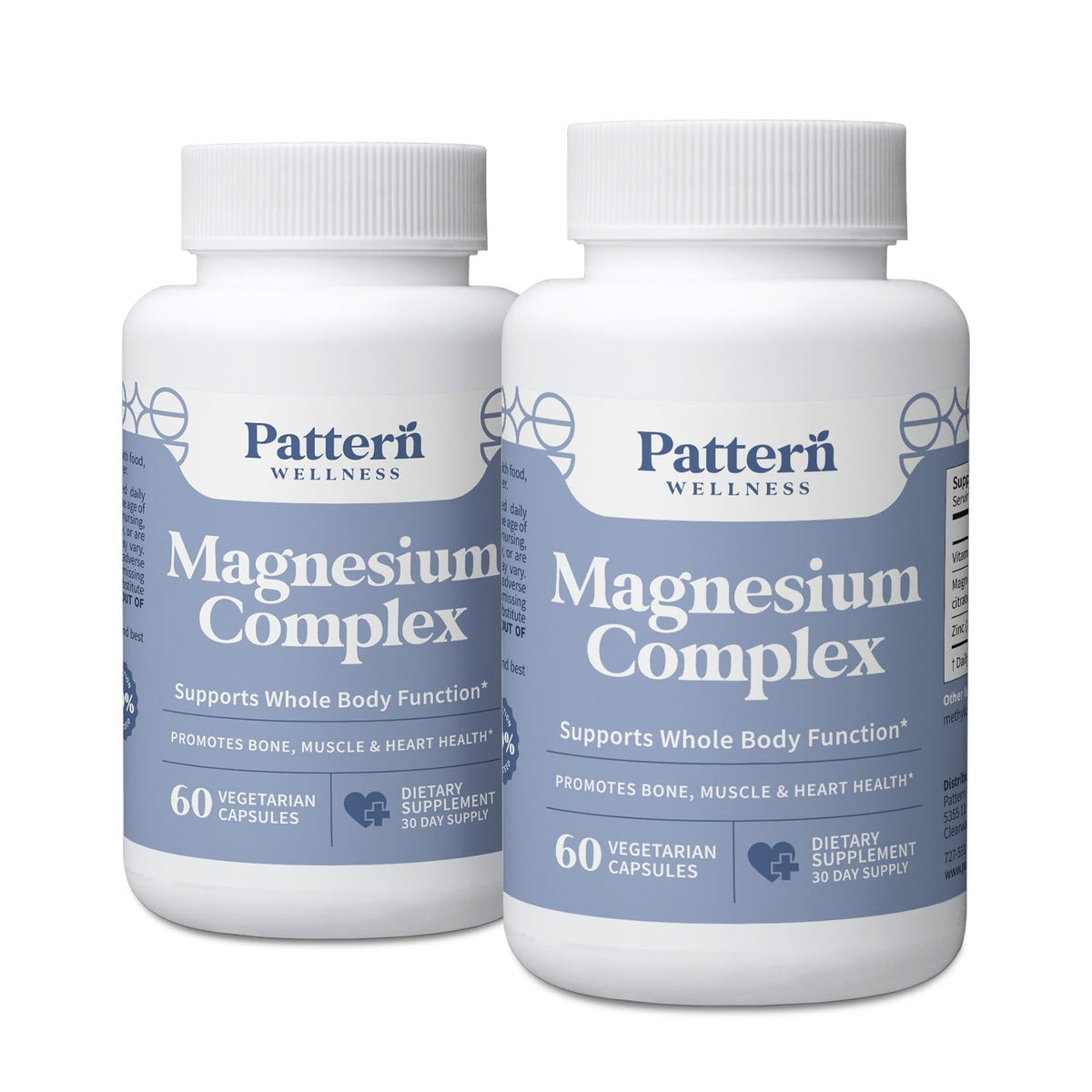 Complexe de Magnésium Pattern Wellness 120 capsules végétales vue avant