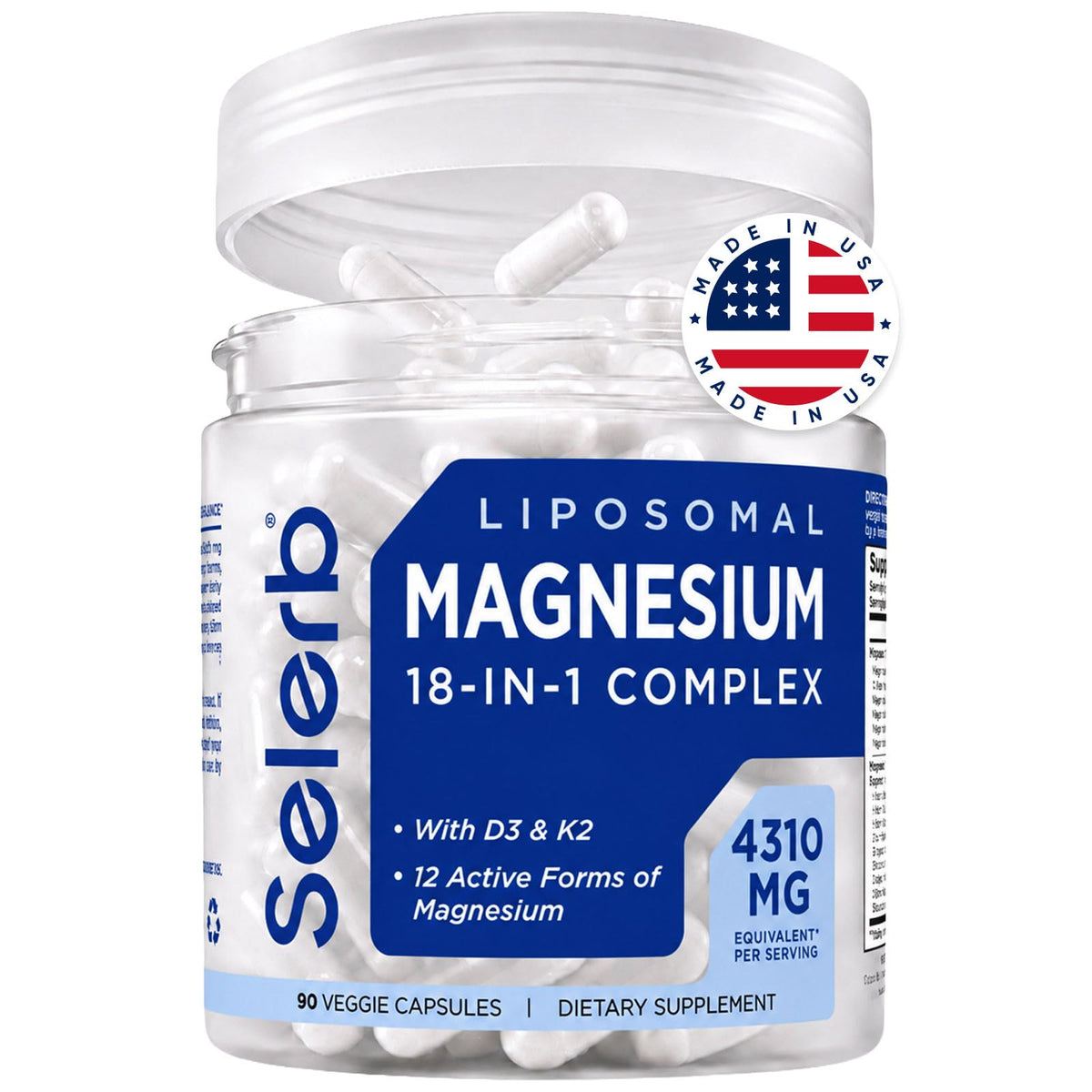 Complexe de magnésium Selerb 18 en 1 90 capsules devant l'emballage