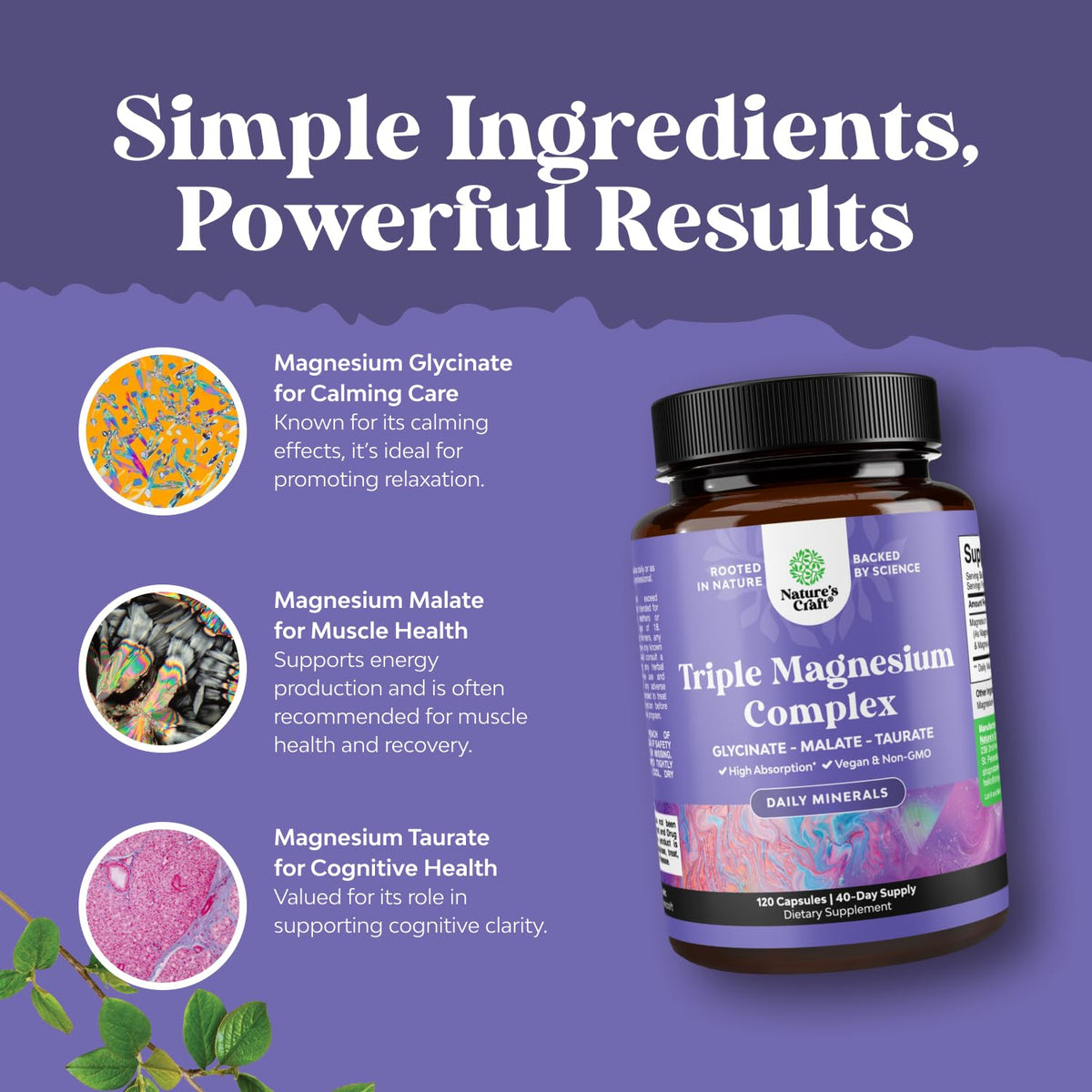 Complexe de Magnésium Triple 400mg Natures Craft - Détail des ingrédients