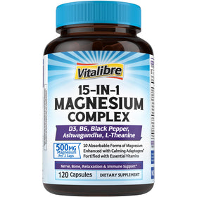 Complexe de Magnésium Vitalibre 120 capsules végétales vue de face