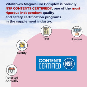 Complexe de Magnésium Vitalitown 500mg 240 capsules sur fond blanc
