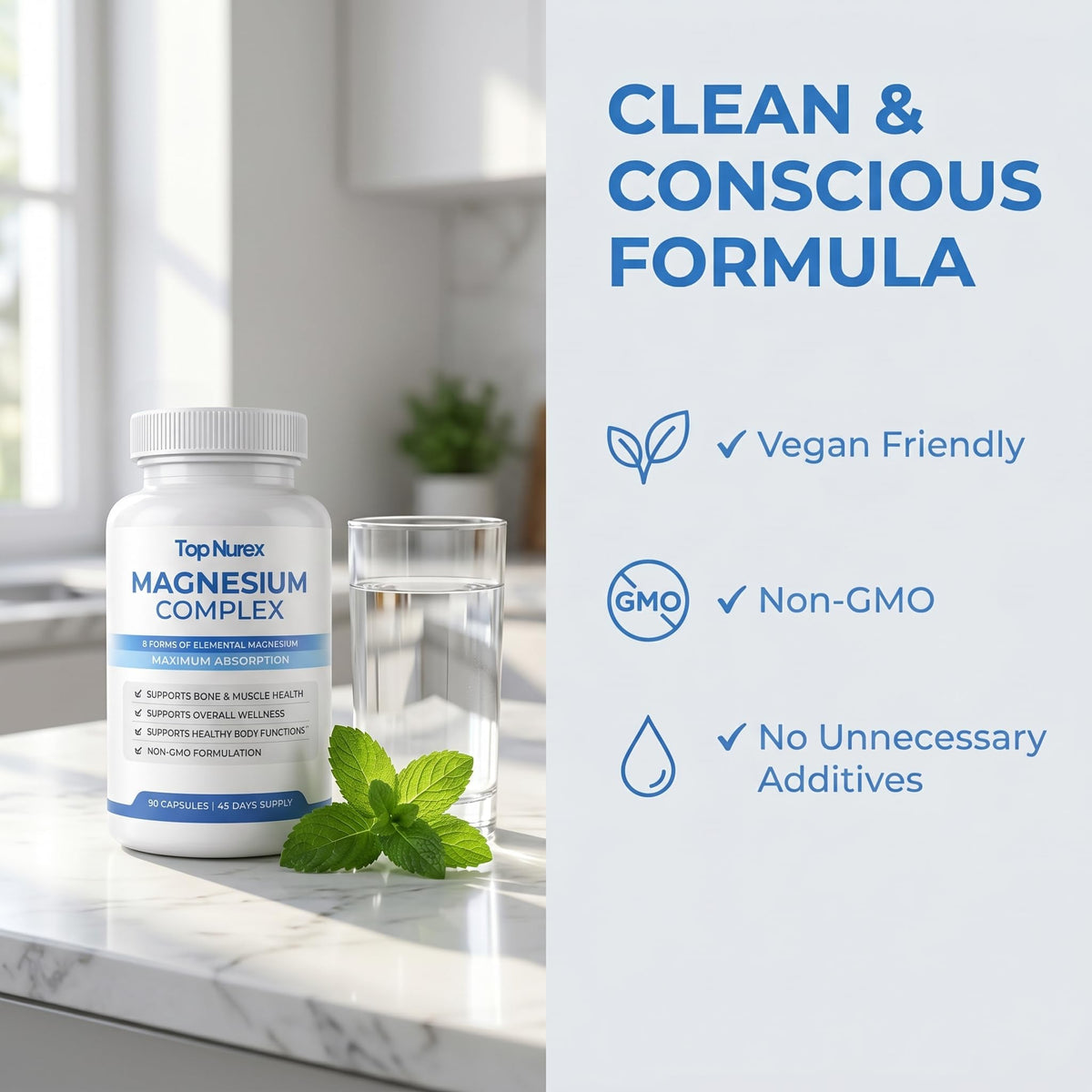 Complexe de Magnésium wuliao 1000mg ouvert avec capsules visibles